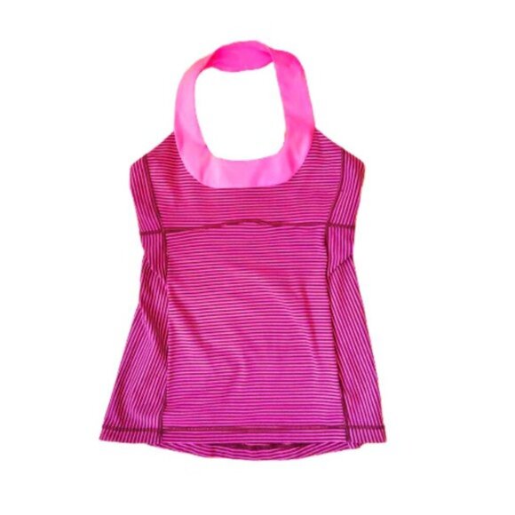 Lululemon Scoop Neck Tank top yoga in Hyper Stripe Raspberry Glo Light - Picture 9 of 10